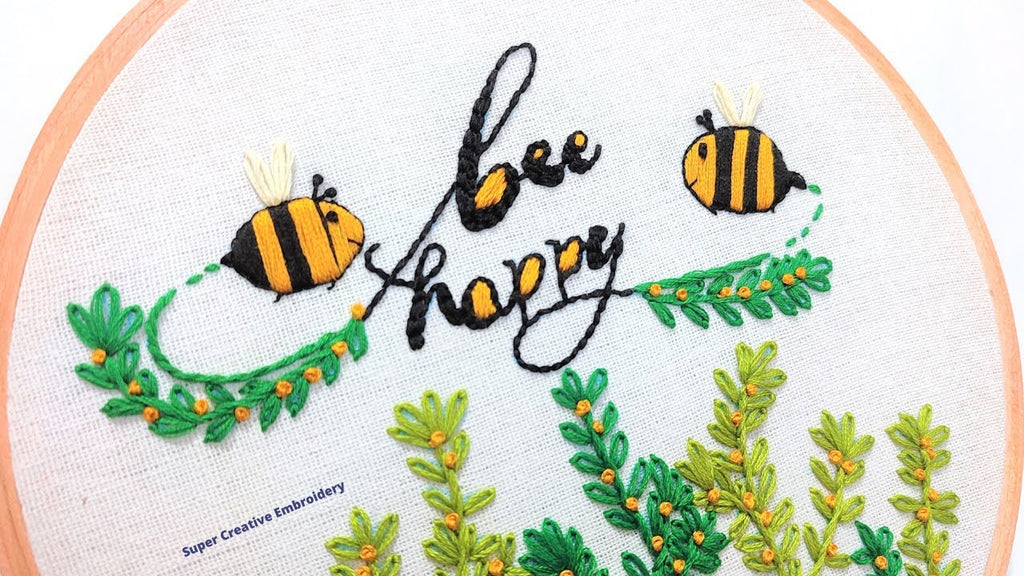 bee happy embroidery