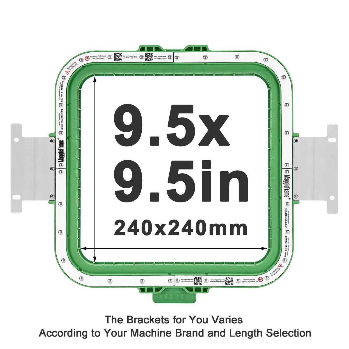 MaggieFrame Magnetic Hoop 9.5" | 240x240mm for Barudan QS - MaggieFrameStore