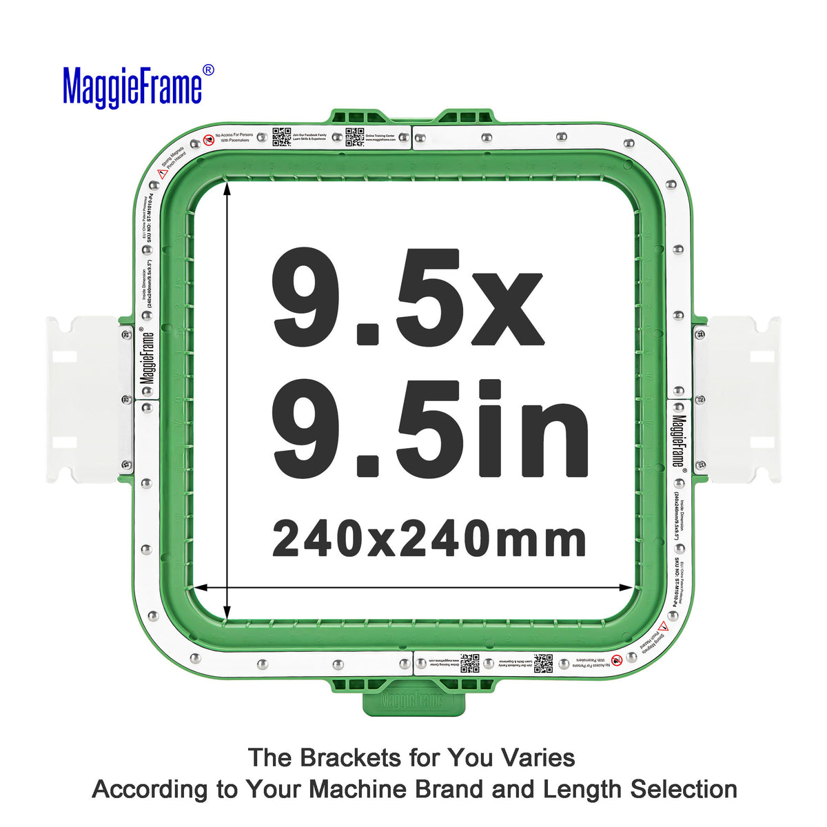 MaggieFrame Magnetic Hoop 9.5" | 240x240mm for HO Style Embroidery Machine - MaggieFrameStore