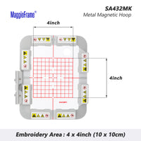 Magnetic Hoop Set with Square Magnet Blocks for Brother SE600 PE550D SE700 PE535 SE400 PE525 PE540D PE500 SE625 SE425 Innov - is Babylock, Metal Magnet Embroidery Machine Sash Frames - MaggieFrameStore