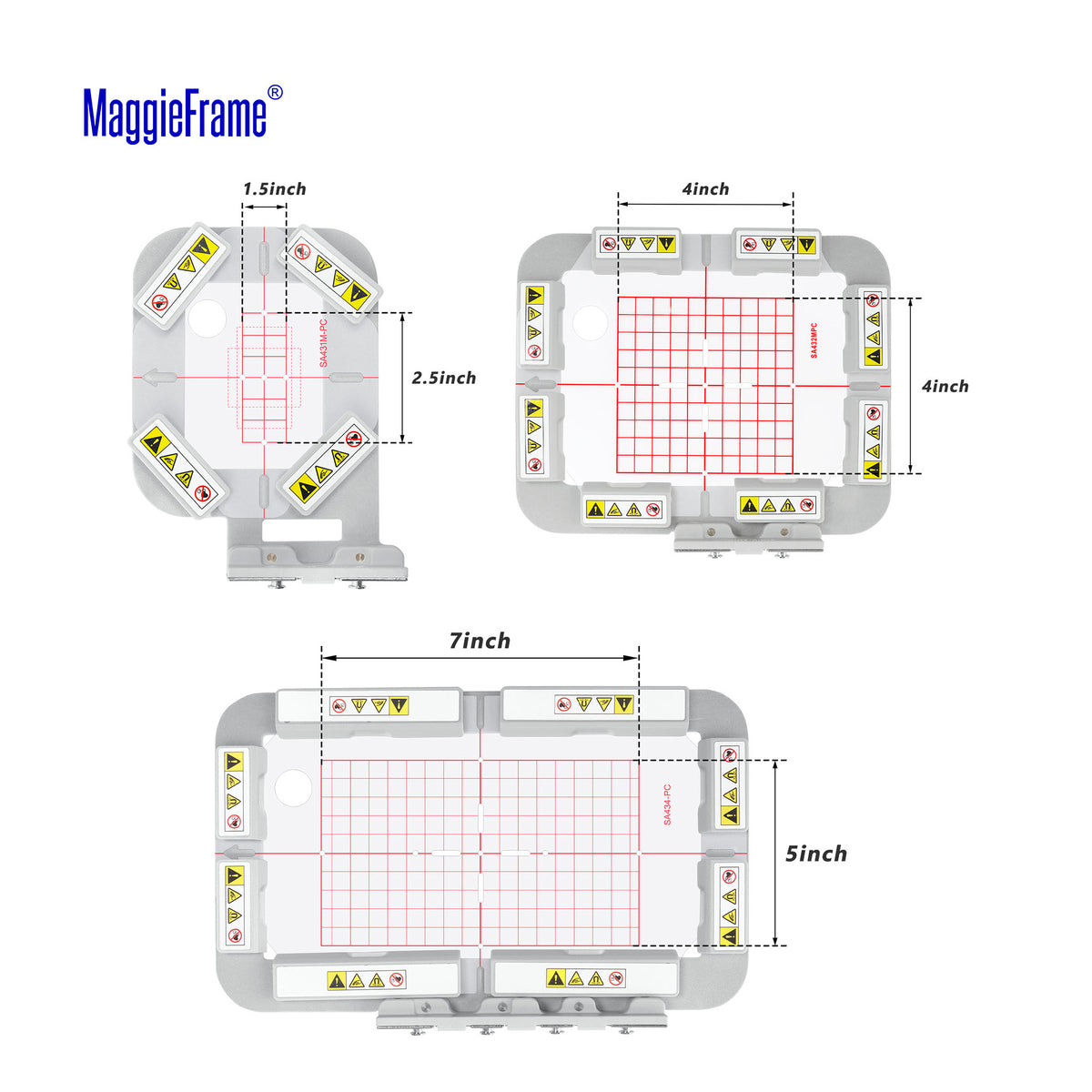 Magnetic Hoop Set with Square Magnet Blocks for Brother SE600 PE550D SE700 PE535 SE400 PE525 PE540D PE500 SE625 SE425 Innov - is Babylock, Metal Magnet Embroidery Machine Sash Frames - MaggieFrameStore