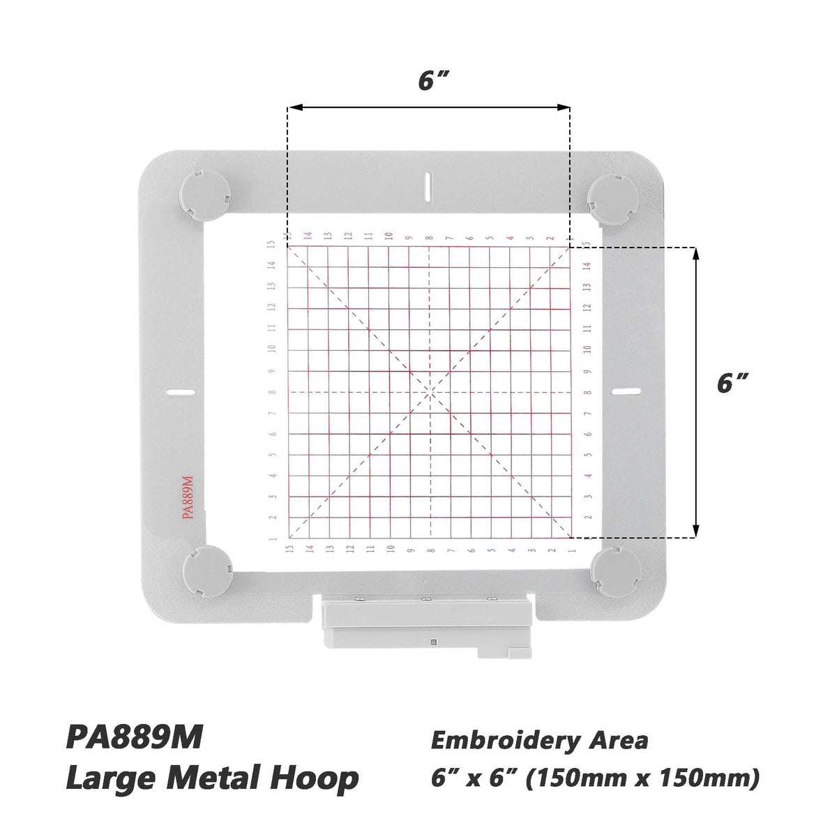 Magnetic Hoop for Husqvarna Viking Designer Diamond Deluxe Ruby Royale Topaz Pfaff Creative Sensation Vision, Metal Magnet Embroidery Machine Sash Frame (5.9x5.9" - PA889M) - MaggieFrameStore