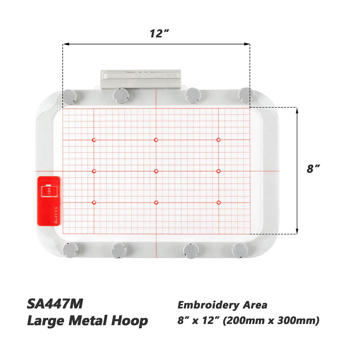 Magnetic Hoop for Brother Innovis Quattro 6000D 6700D 6750D BP2100 VE2200 Dream Maker VM6200D and Babylock Solaris Destiny Ellisimo, Metal Magnet Embroidery Machine Sash Frame (8x12" - SA447M) - MaggieFrameStore