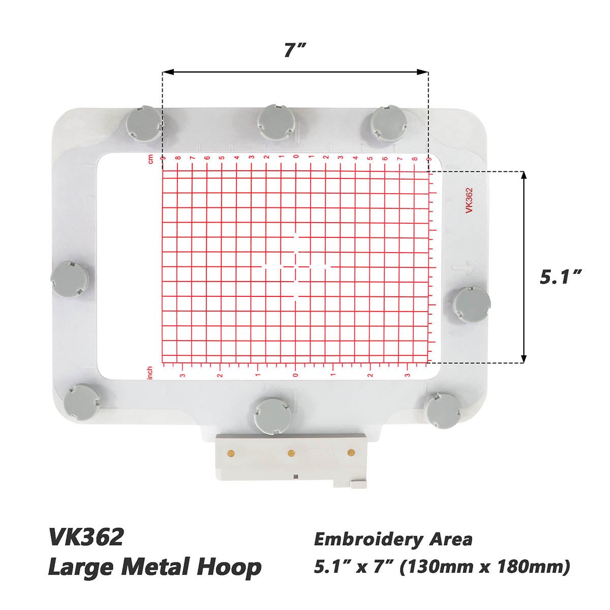 Magnetic Hoop for Husqvarna Viking Designer Diamond Deluxe Ruby Royale Topaz Pfaff Creative Sensation Vision, Metal Magnet Embroidery Machine Sash Frame (5.1x7" - VK362) - MaggieFrameStore